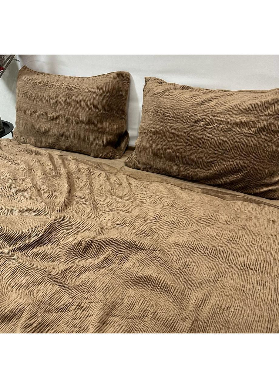 Постельное белье "Luxury Жатка Велюр" (Евро). 200х230 см коричневого цвета. No Brand (367912391)