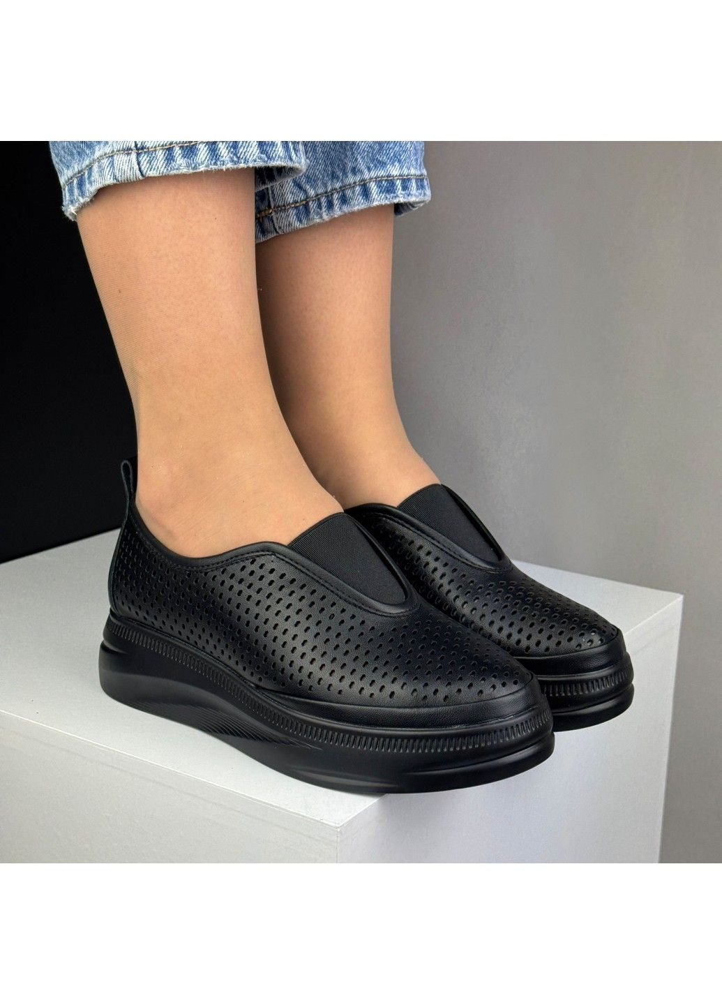 383 Мокасини Чорні Шкіряні MD (335365733)