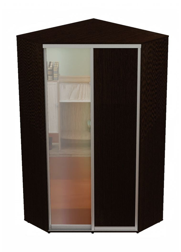 Шкаф-купе двухдверный угловой 110*110*230 см Венге магия ДСП + Зеркало Угол-1 Алекса (360466997)