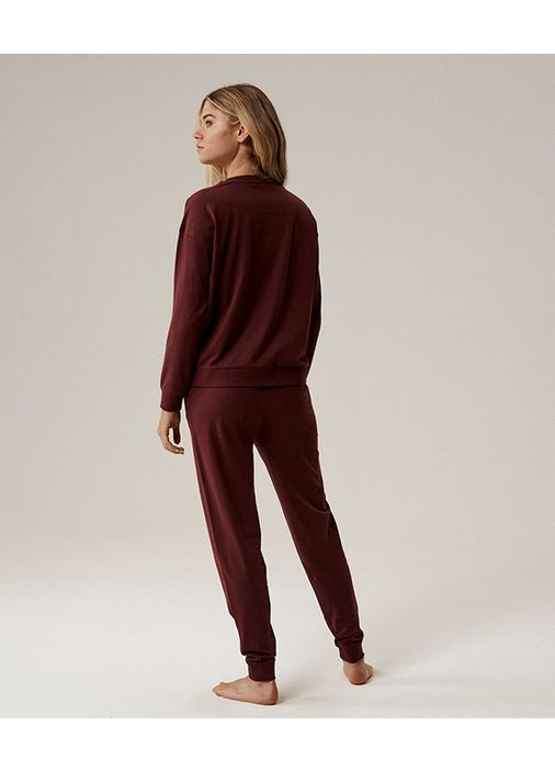 Бордова всесезон бавовняна жіноча піжама з манжетами nlp 499 кофта + брюки Atlantic