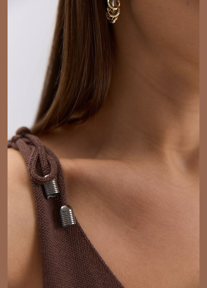 Женская майка MKAR102315-4 шоколадная вязаная летняя Modna KAZKA — 337716077