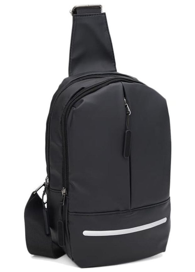 Спортивна сумка слінг через плече чоловіча з текстилю для телефону та документів середня Чорний 38968 Monsen (351489093)