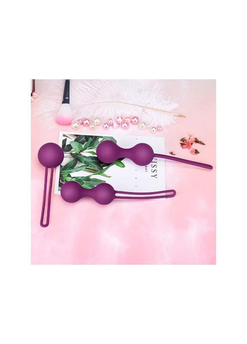 Набор силиконовых влагалищных шариков 3 шт. фиолетового цвета для тренировки и укрепления мышц влагалища с утяжелителем. China (360604147)