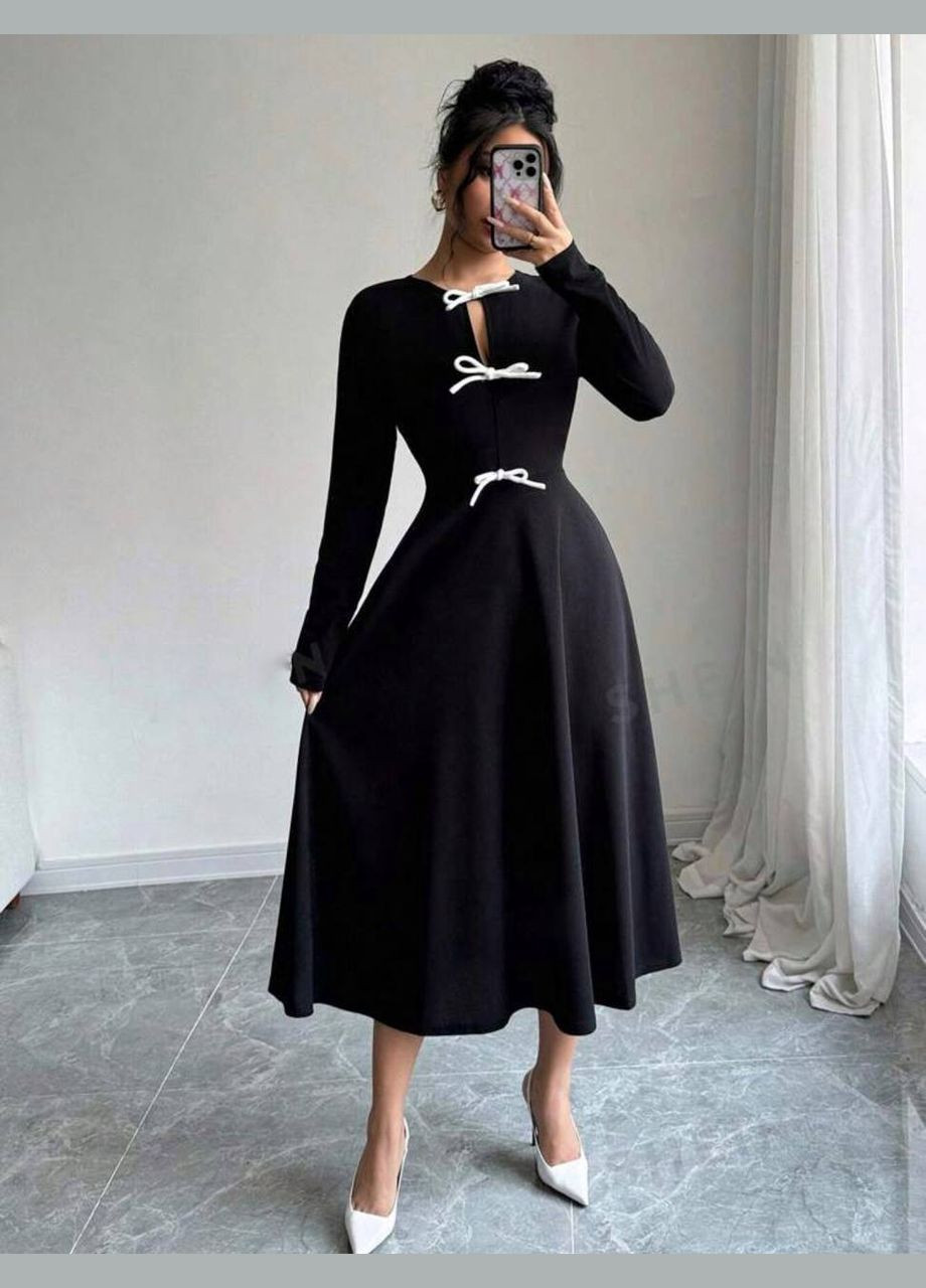 Черное повседневный, вечернее платье Garna однотонное