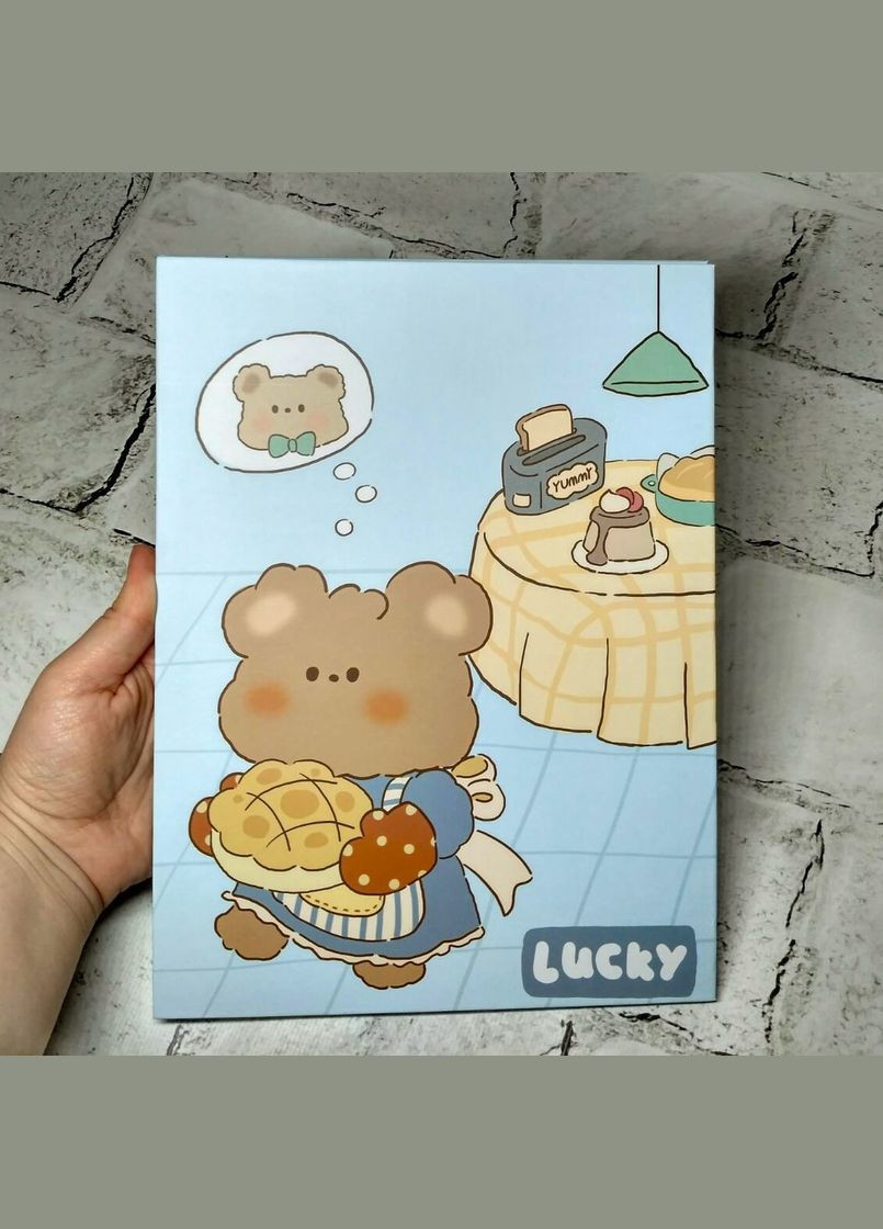 Дзеркало косметичне настільне дорожнє розкладне Ведмедик 26,5х19,8 см Блакитне No Brand (325428551)