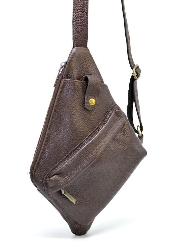 Сумка слінг через плече чоловіча з натуральної шкіри Коричневий 36515 TARWA (353302692)