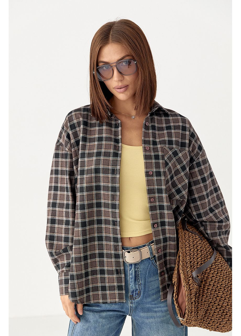 Клітчаста сорочка з напівкруглим низом Lurex (350948921)