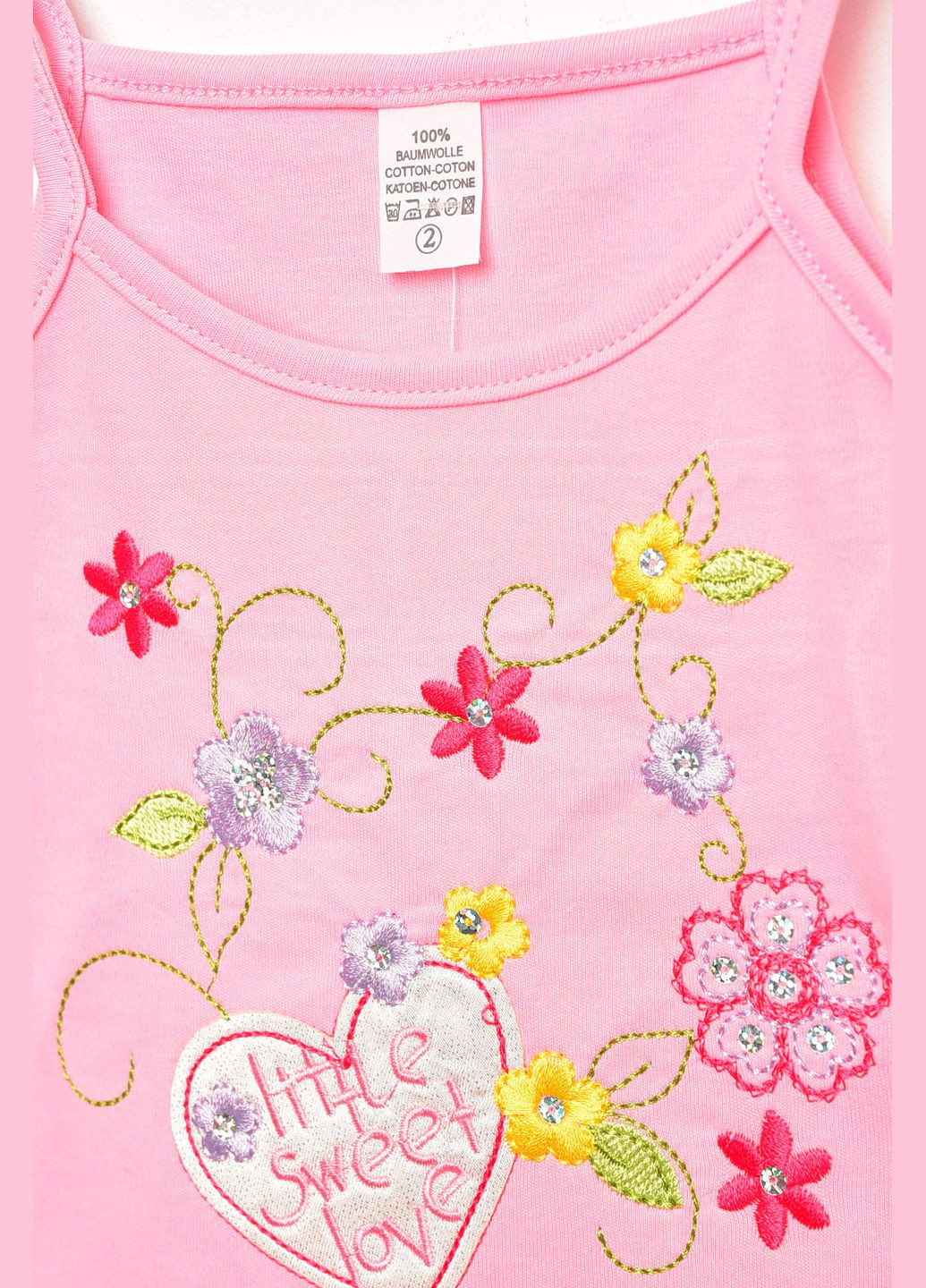 Розовый летний костюм детский для девочки розового цвета с шортами Let's Shop