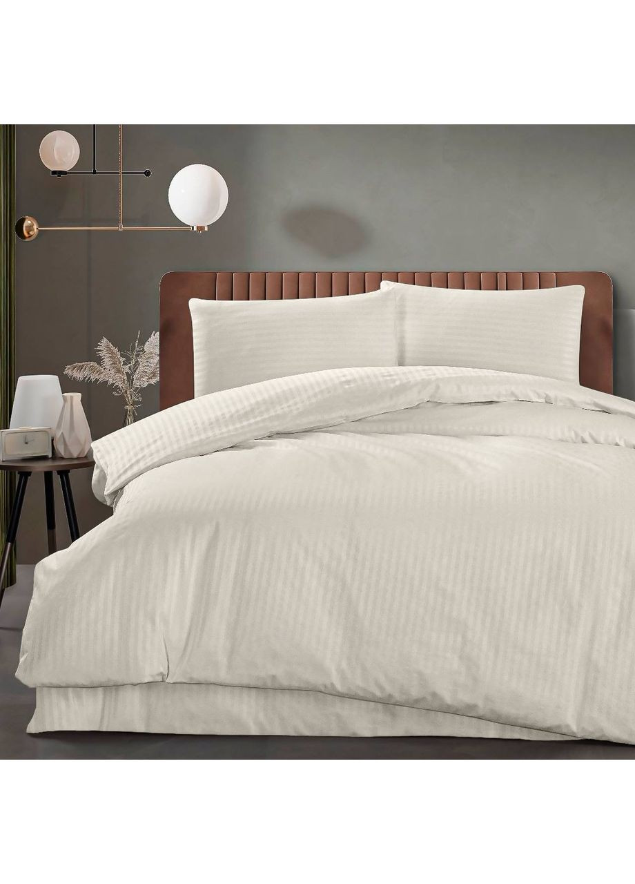 Полутораспальный комплект Постельного белья Страйп Сатин "Слоновая Кость" 150х240см SS2405-1.5 Vital-Textile (361079649)