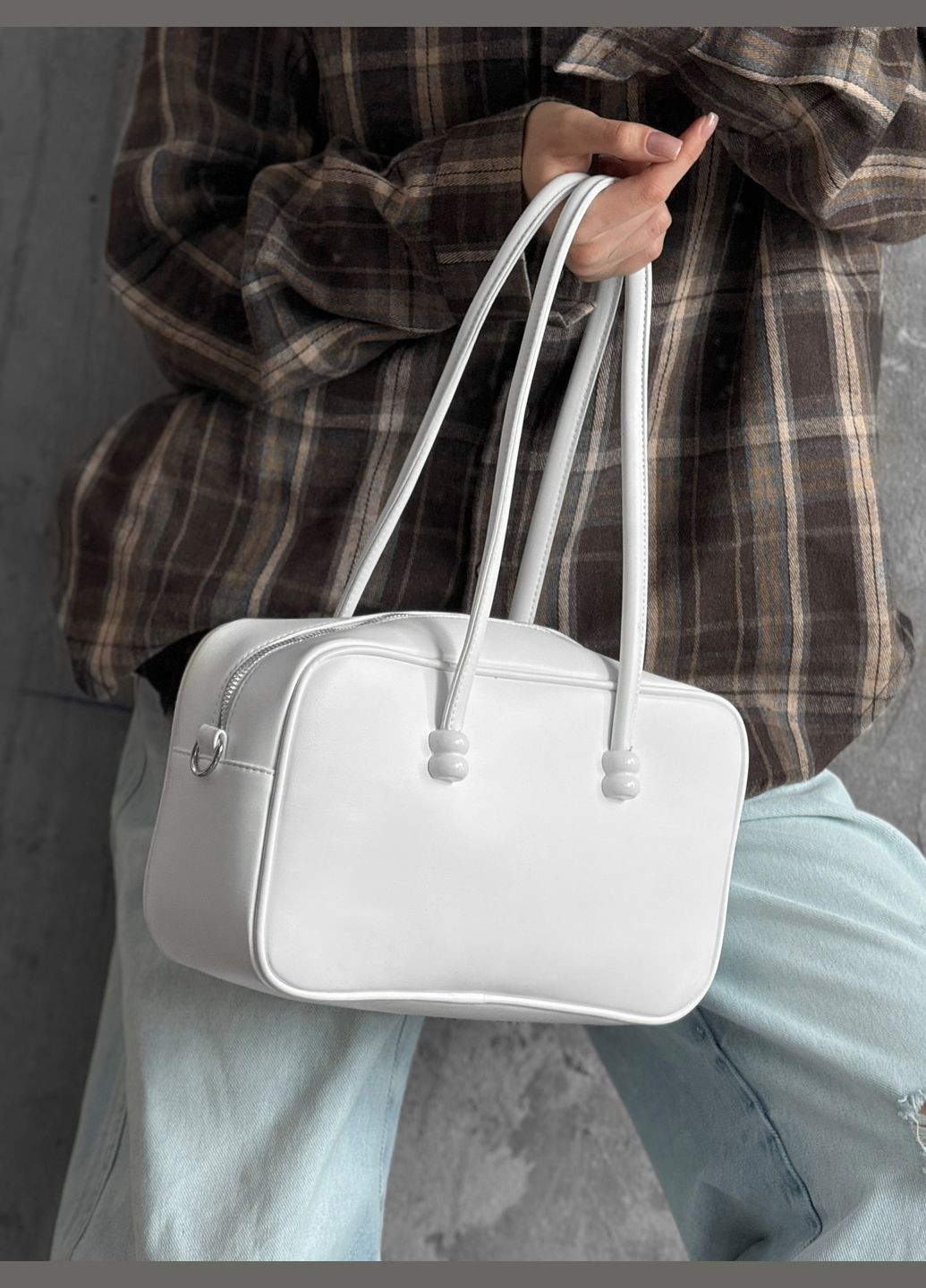 Стильная женская сумка прямоугольная белая Freedom (335980438)