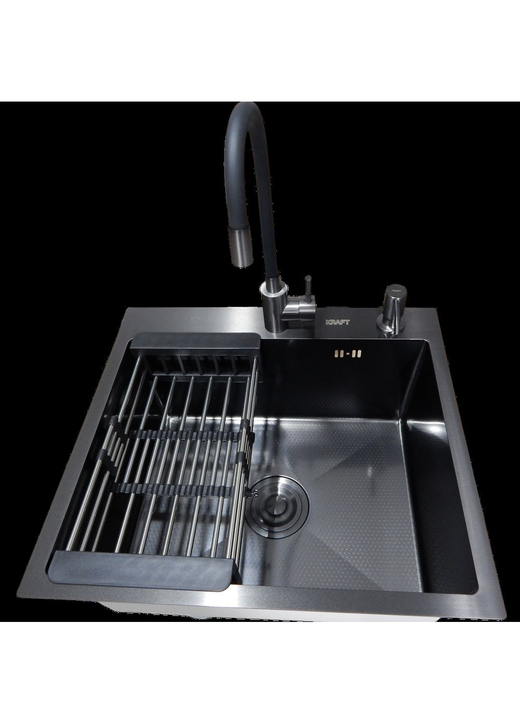 Комплект кухонной мойки Handmade PVD черная HS54*48 (3.0/1.0 мм) декор Kraft (366018323)