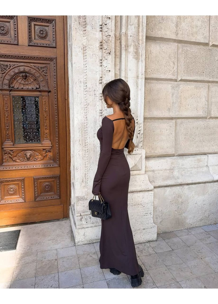 Темно-коричнева святковий, коктейльна, повсякденний, вечірня, кежуал жіноча сукня силуетна Asi.Store.ua