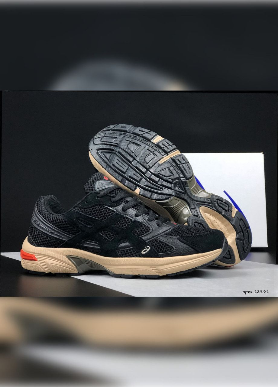 Черные демисезонные черные с бежевым\оранжевые демисезонные мужские кроссовки No Brand