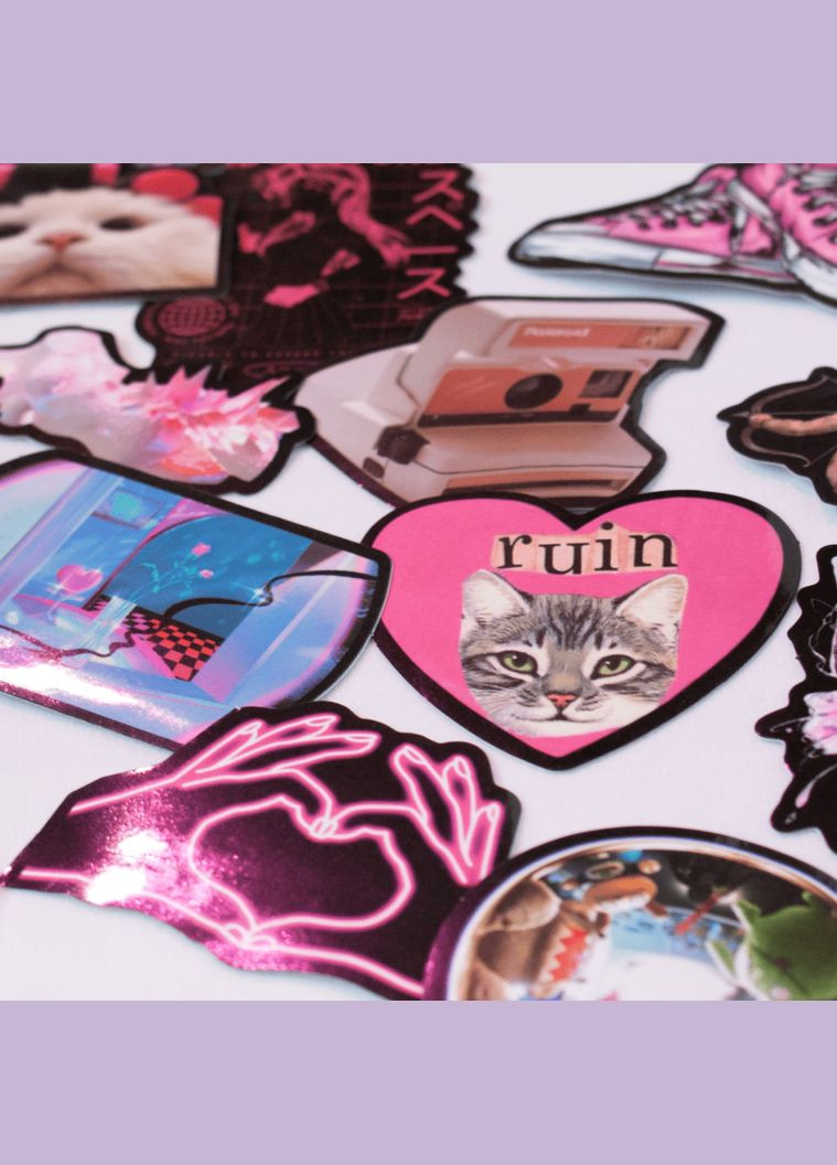 Набор глянцевых стикеров 10 штук комплект наклеек y2k кавай неоновая эстетика рандом стикерпак на ноутбук телефон блокнот панк No Brand (316323071)