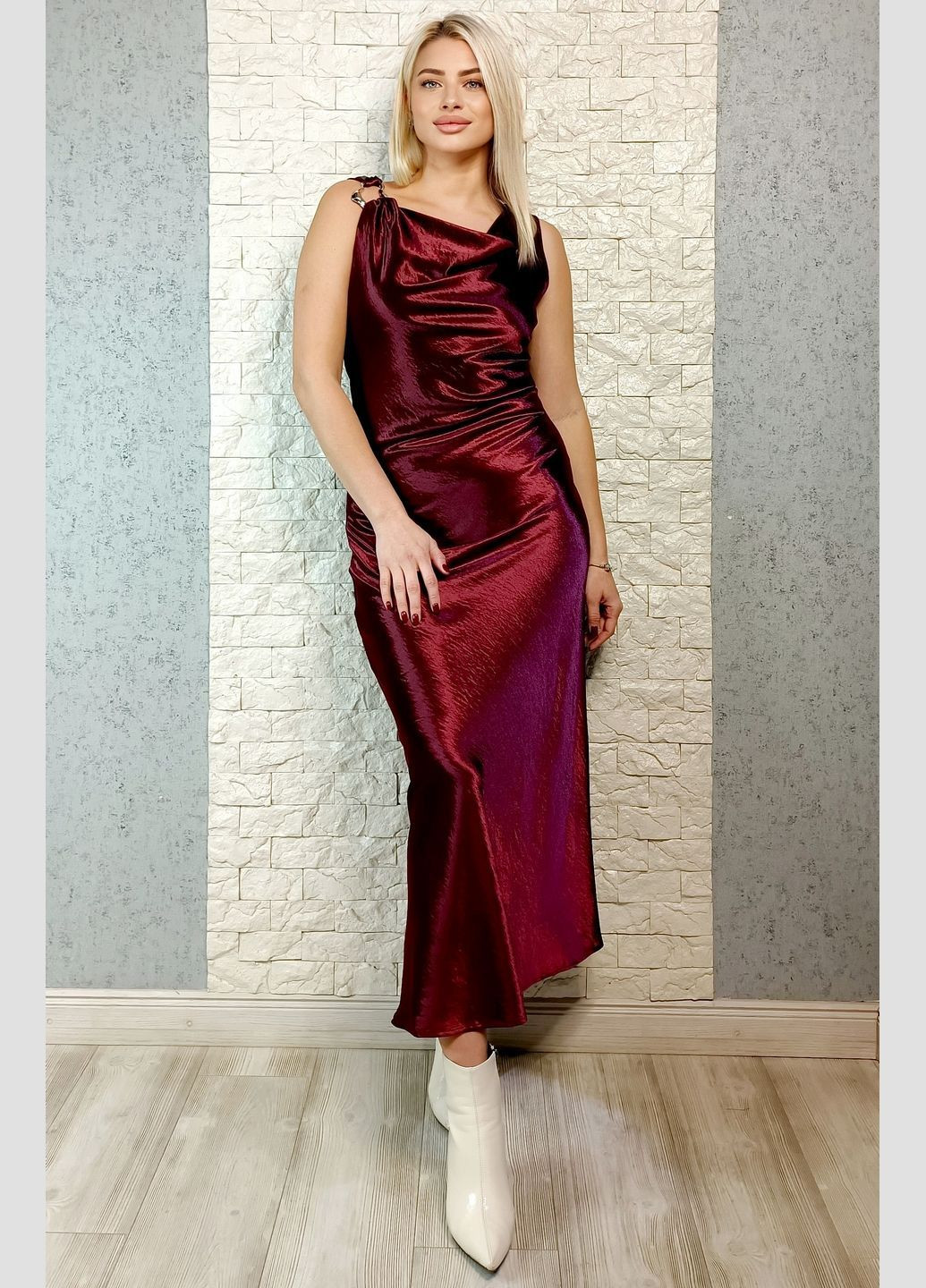 Бордовое коктейльное, вечернее платье а-силуэт Elsa.M by May однотонное