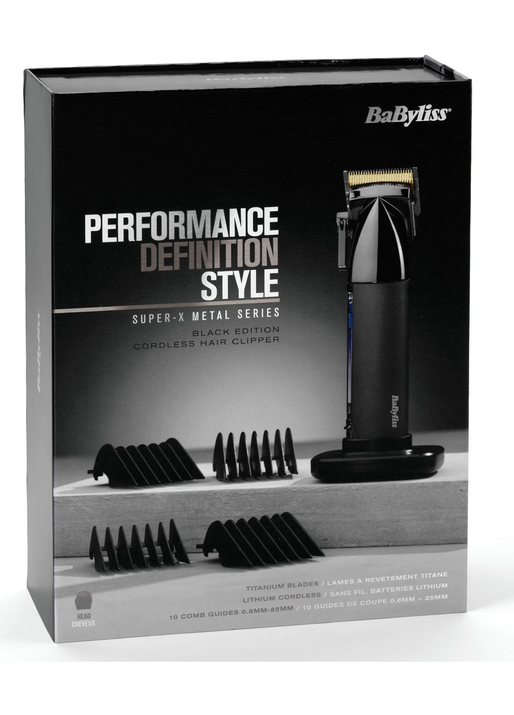 Машинка для стрижки SuperX Metal Series, акум., насадок-12, сталь с графитовым покрытием, черно-серебристый BaByliss (314834410)