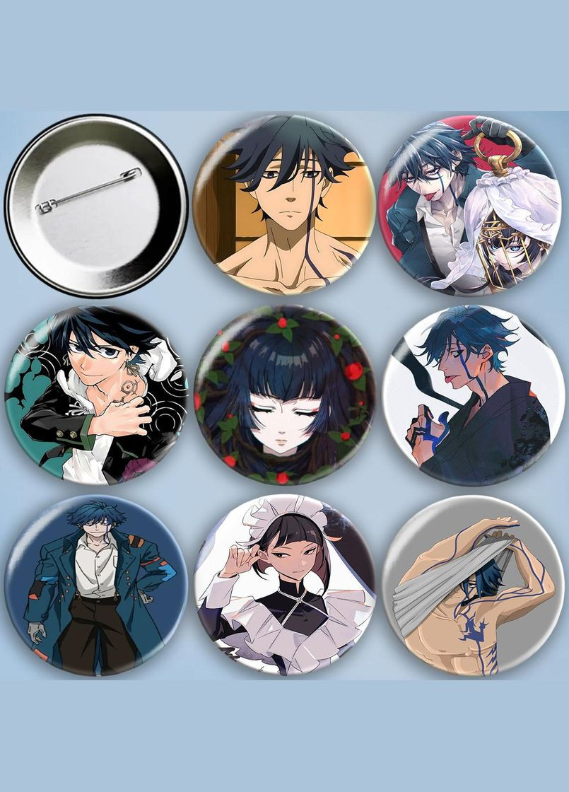Значки на булавці Аніме Фарс із вбивства дівчини нежиті набір 8 шт металеві на шпильці 56 мм No Brand (325482072)
