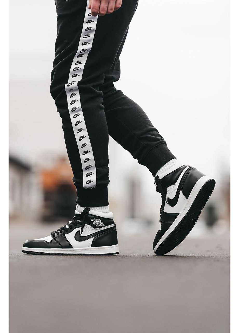 КРОССОВКИ ЖЕНСКИЕ NIKE AIR JORDAN 1 RETRO MID BLACK WHITE V2 НАЙК АИР ДЖОРДАН No Brand чёрные зима (367172986)