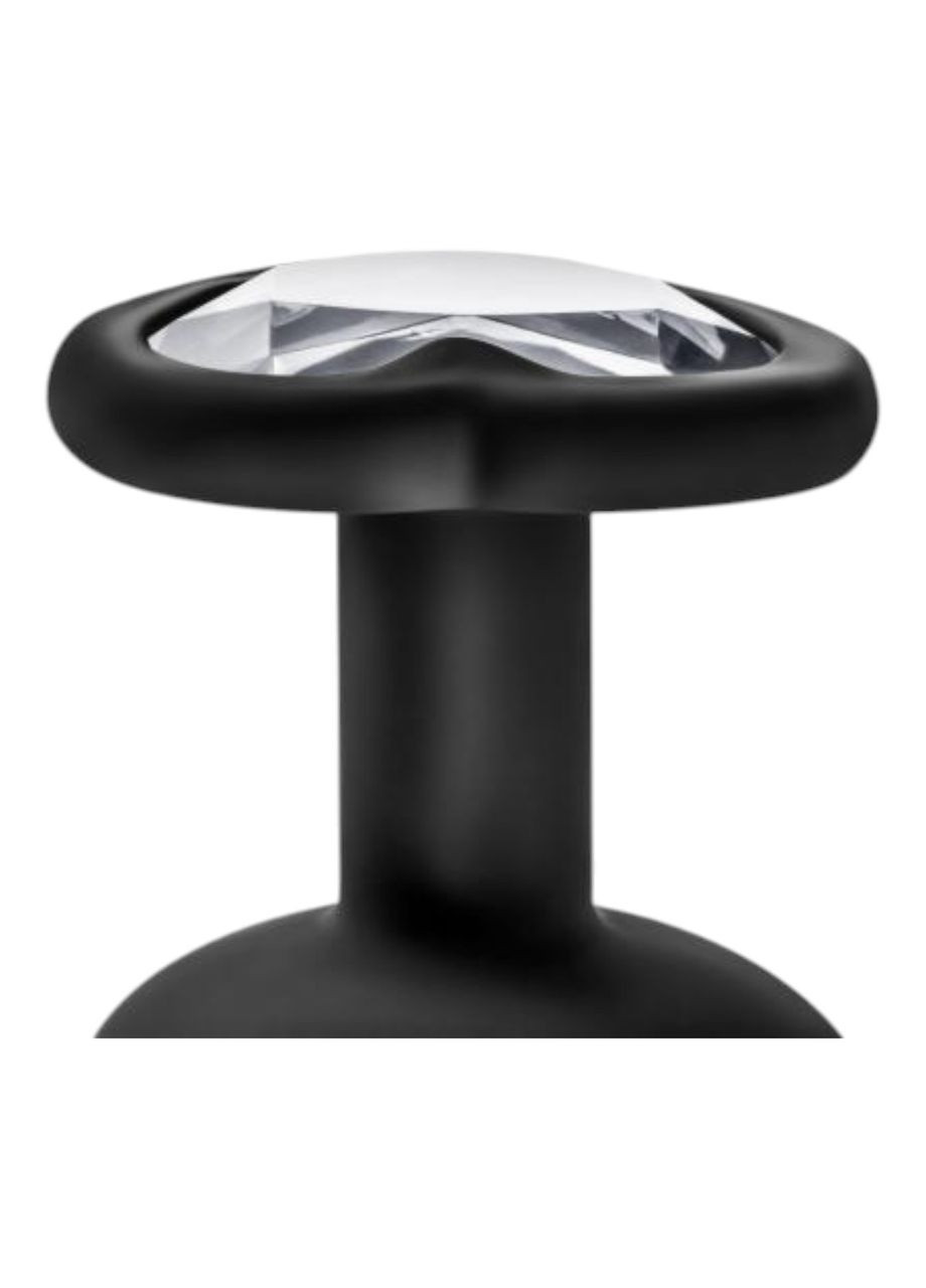 Анальная пробка сердце силиконовая с прозрачным камнем Black Anal Plug Heart Черного цвета Размер S China (317747589)