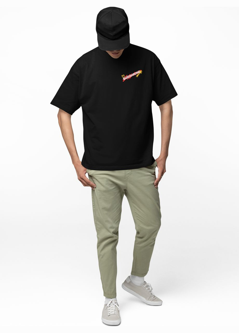 Чорна чоловіча футболка оверсайз «skateboarding» 1130154 чорна з коротким рукавом Mishe