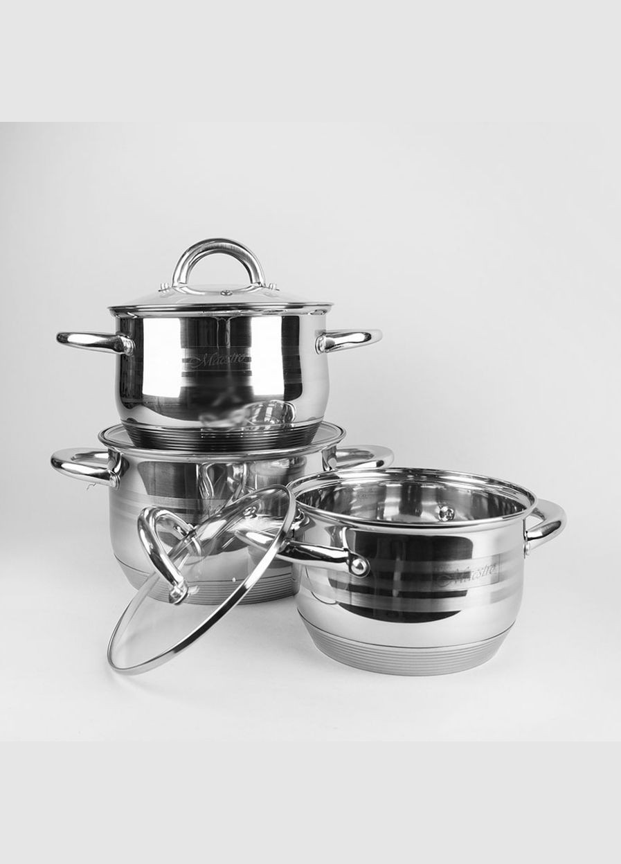 Набір посуду неіржавкий 3.9 x 5.1 x 6.5 л (3 шт.) (MR-3513-6L) Maestro (316632061)