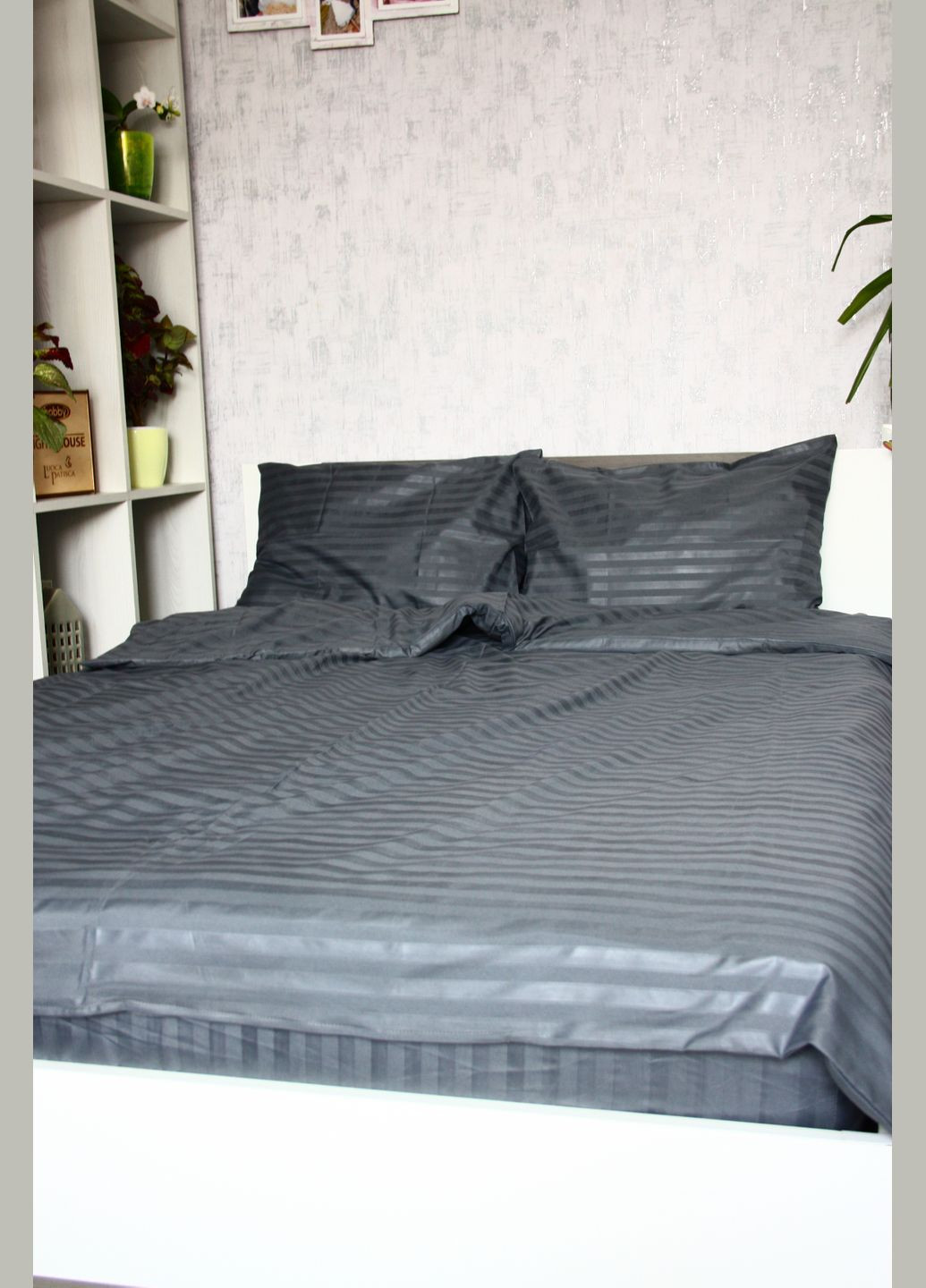 Комплект постільної білизни Mf Stripe Graphite 160*215/1*50*70 Lighthouse (302492245)