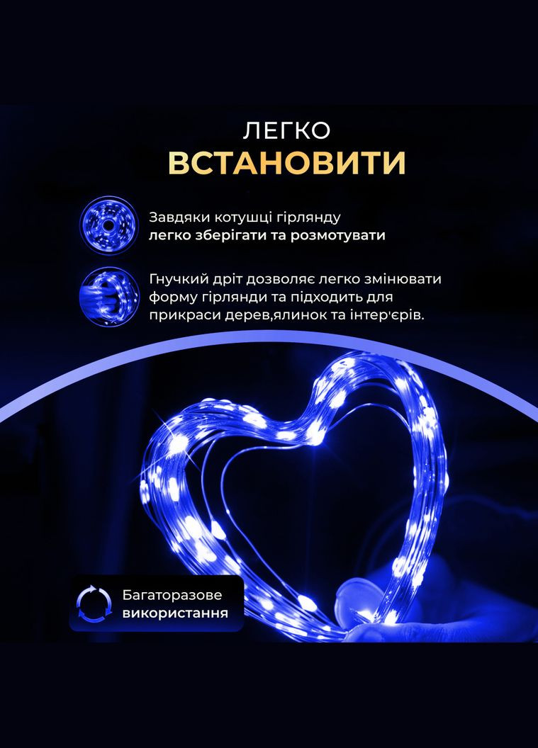 Гірлянда Роса нитка 1000 LED довжина 100 м з пультом від мережі зелена нитка, синій GarlandoPro 1000L100MGBL (306459770)
