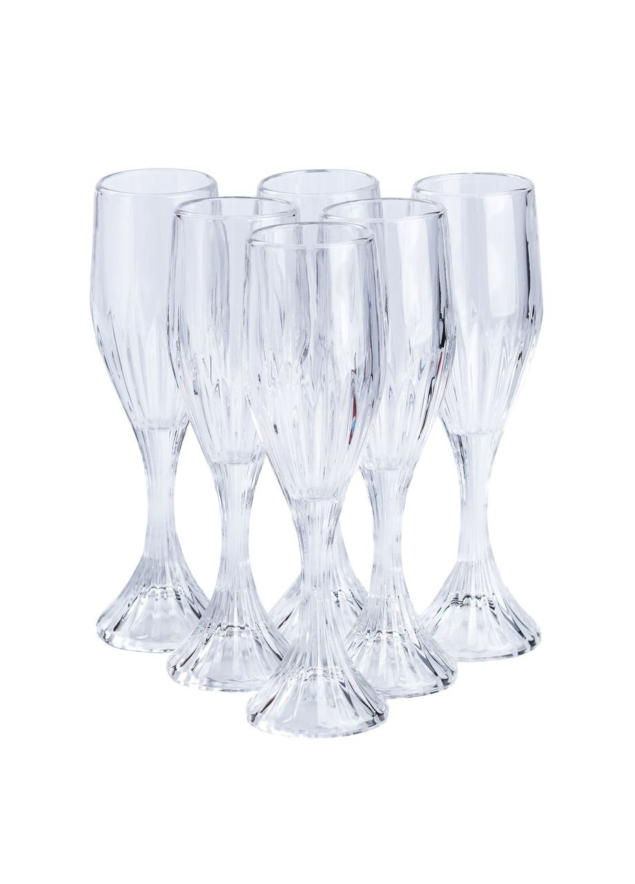 Набор бокалов для шампанского 6 шт по 175 мл из толстого стекла HP551 TS Kitchen (370708011)