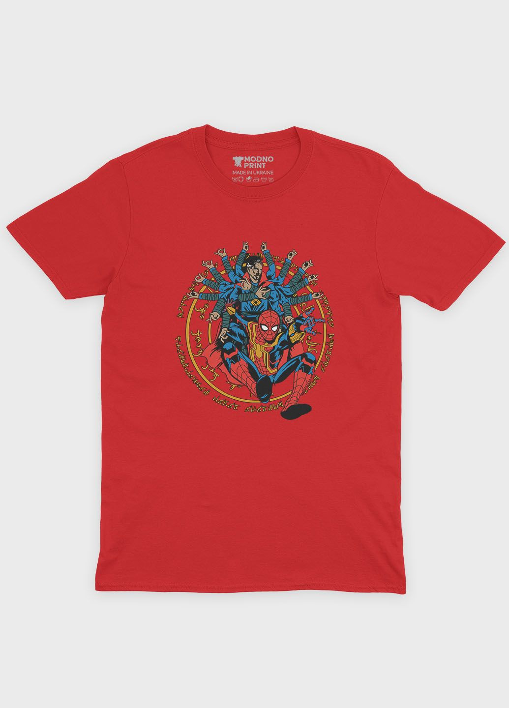 Красная демисезонная футболка для мальчика с принтом супергероя - человек-паук (ts001-1-sre-006-014-010-b) Modno