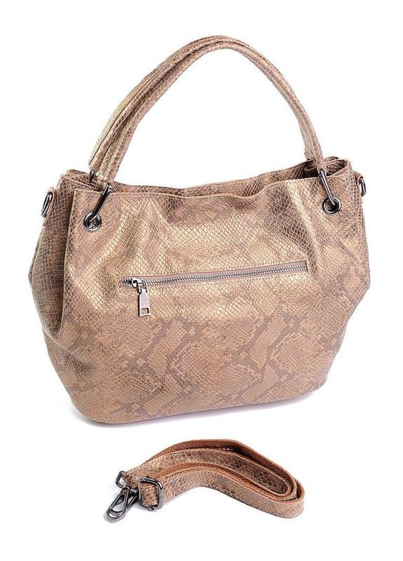 Сумка кожаная женская Шопер из натуральной кожи с фактурой рептилии функциональная Золотая NIUNIU (322399595)