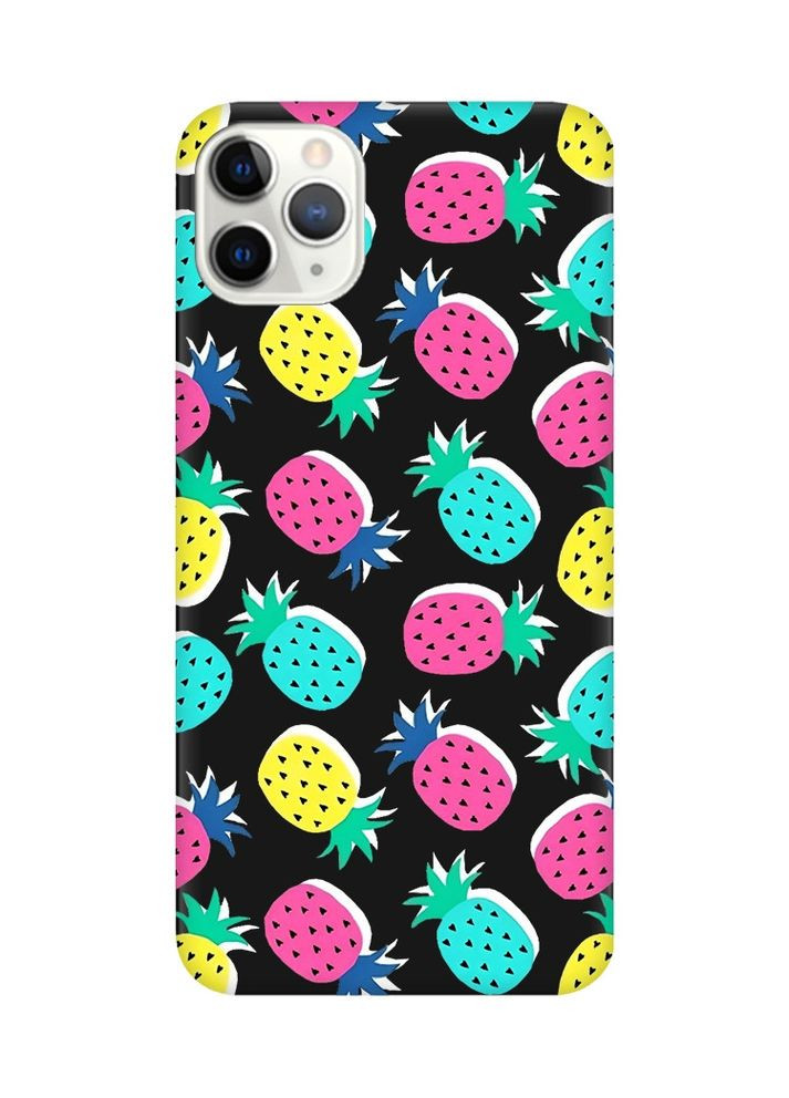 Матовий чорний чохол на iPhone 11 Pro (5.8):: Різнокольорові ананаси (принт 346) Creative (360671013)