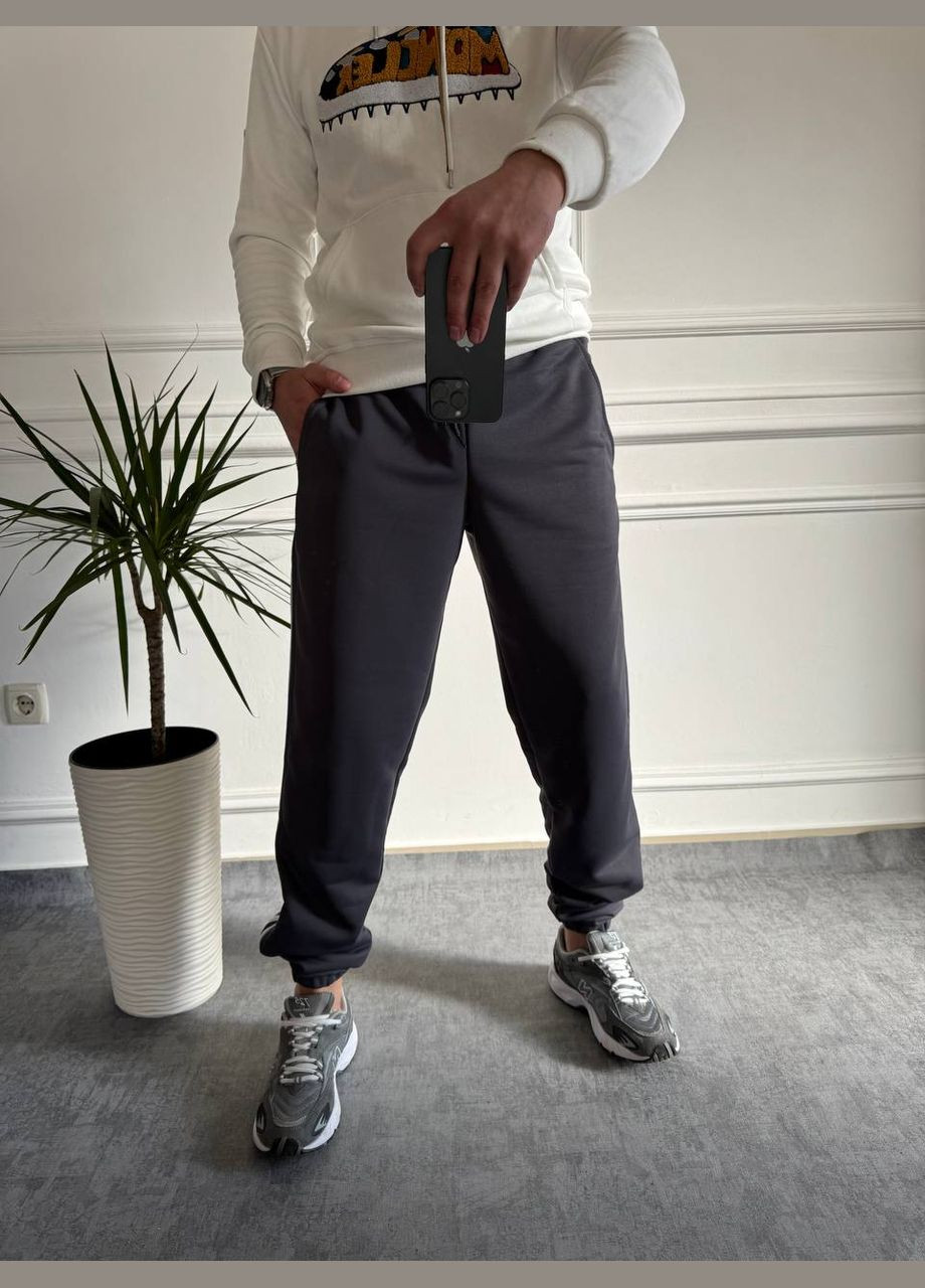 Графитовые спортивные, повседневный, кэжуал демисезонные брюки FINO Mode