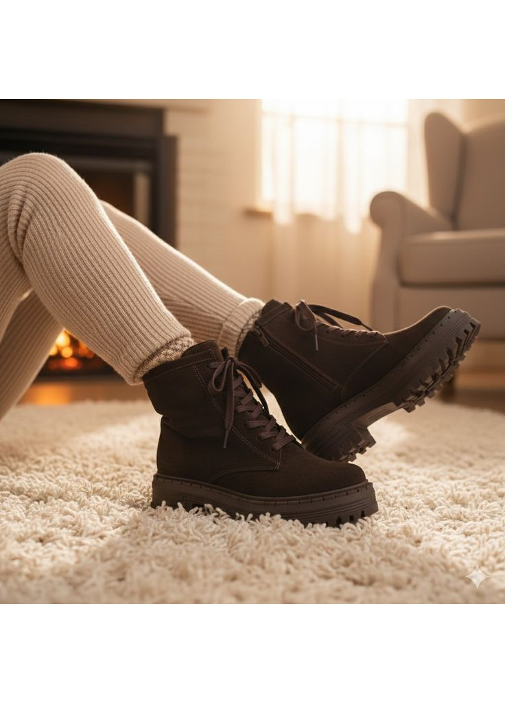 Зимние женские зимние ботинки из натуральной замши на меху, коричневые. Paradize из натуральной замши