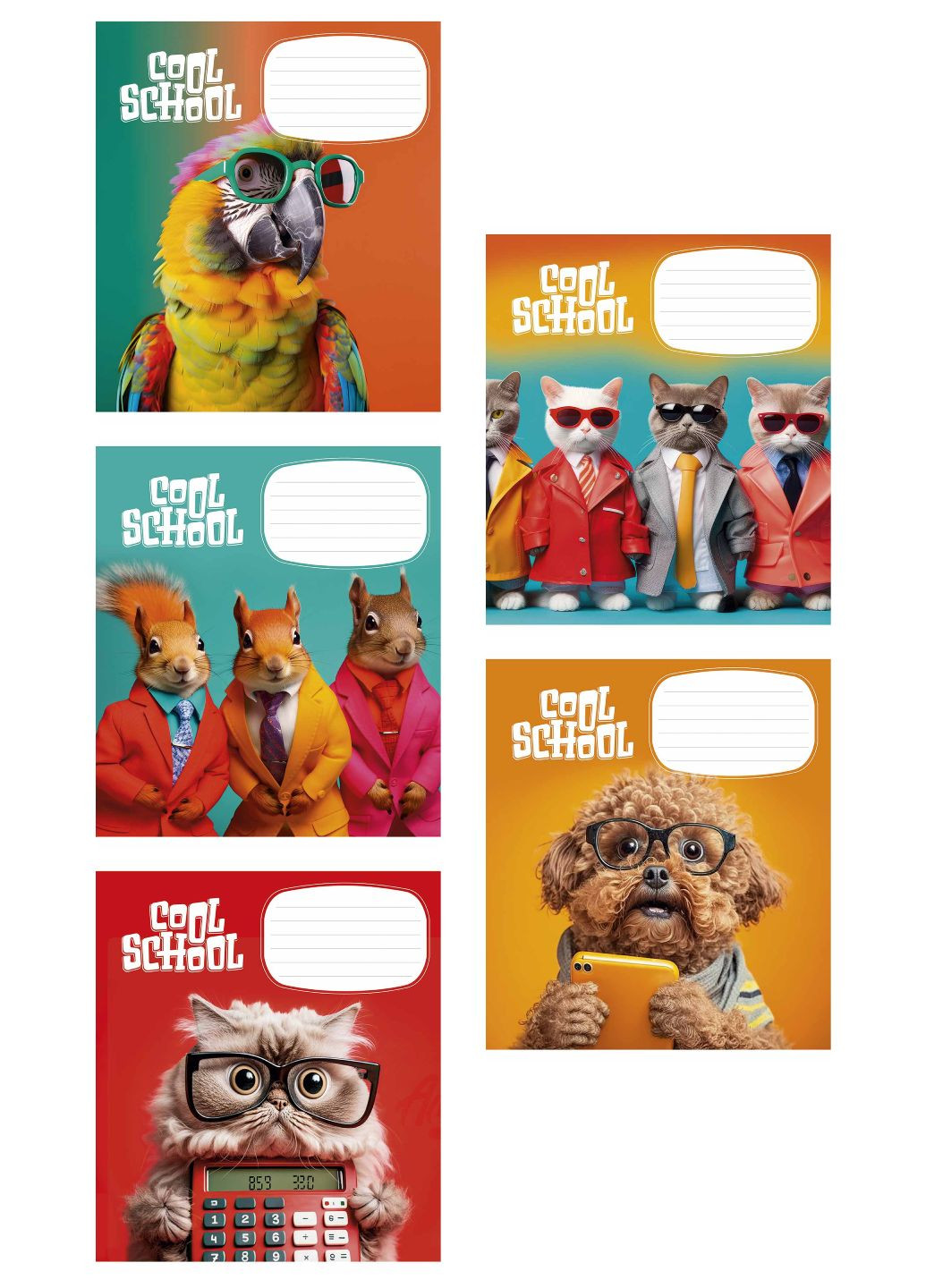 Набор 5 шт, тетрадь ученическая, Cool School (ВД-лак). Тетрадь в линию 24л. 3307 4820006472115 Star (300064634)