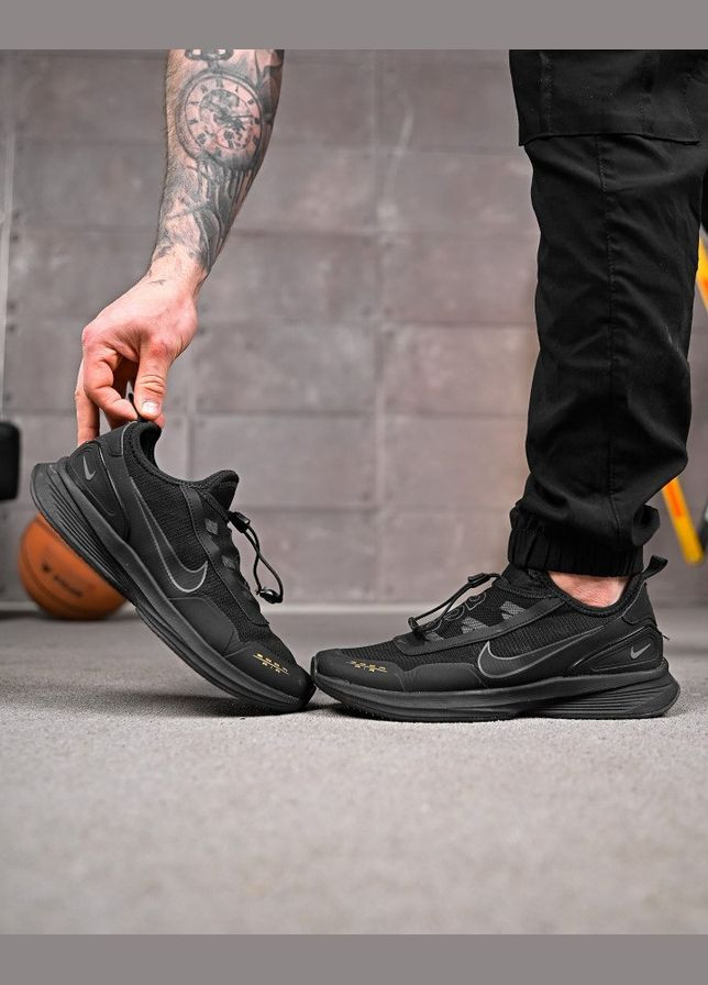 Чорні Літні чоловічі літні кросівки чорні з чорною підошвою No Brand