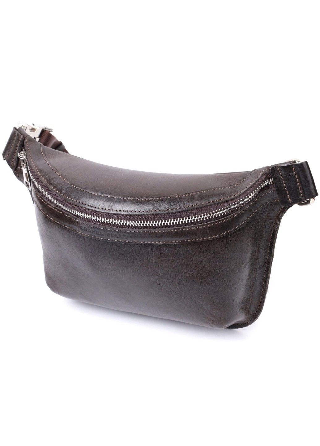 Стильна бананка для чоловіків із натуральної шкіри 22814 Коричневий Grande Pelle (303877339)