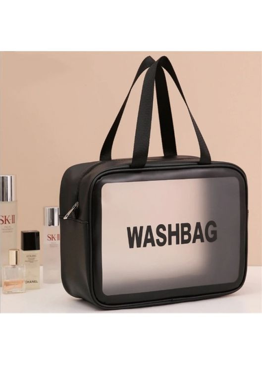 Прозора косметичка Washbag Big чорна для зберігання косметики та дрібниць водонепроникна сумка ProDobro (365443330)