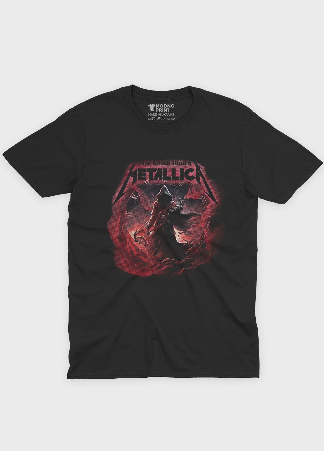 Чорна чоловіча футболка з рок принтом "metallica" (ts001-3-bl-004-2-224) Modno