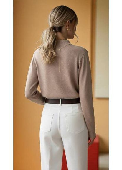 Бежевый демисезонный женский вискозный свитер, бирюзовый (арт. 326т) No Brand