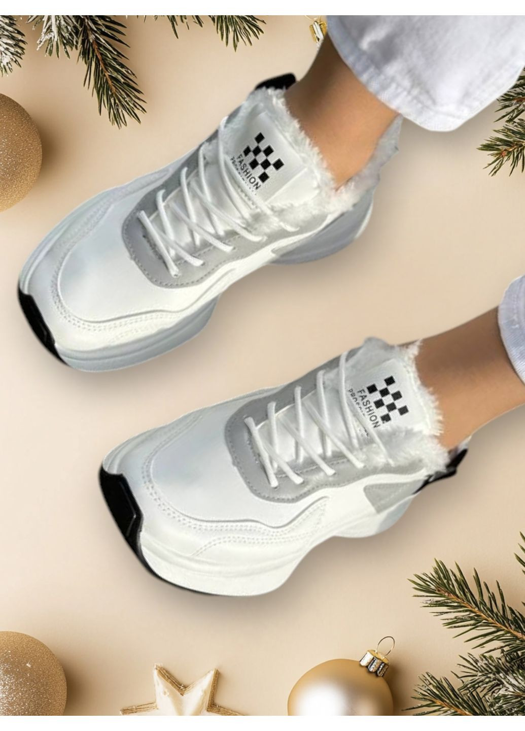 Жіночі зимові кросівки, білі, утеплені хутром, спортивного стилю Gollmony Кросівки білі зими (350936415)