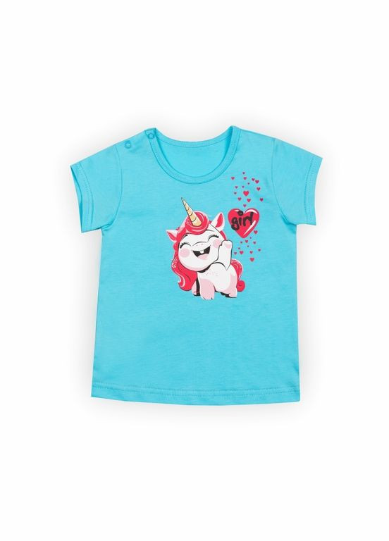 Голубая летняя детская футболка для девочки ft-24- 6 Габби