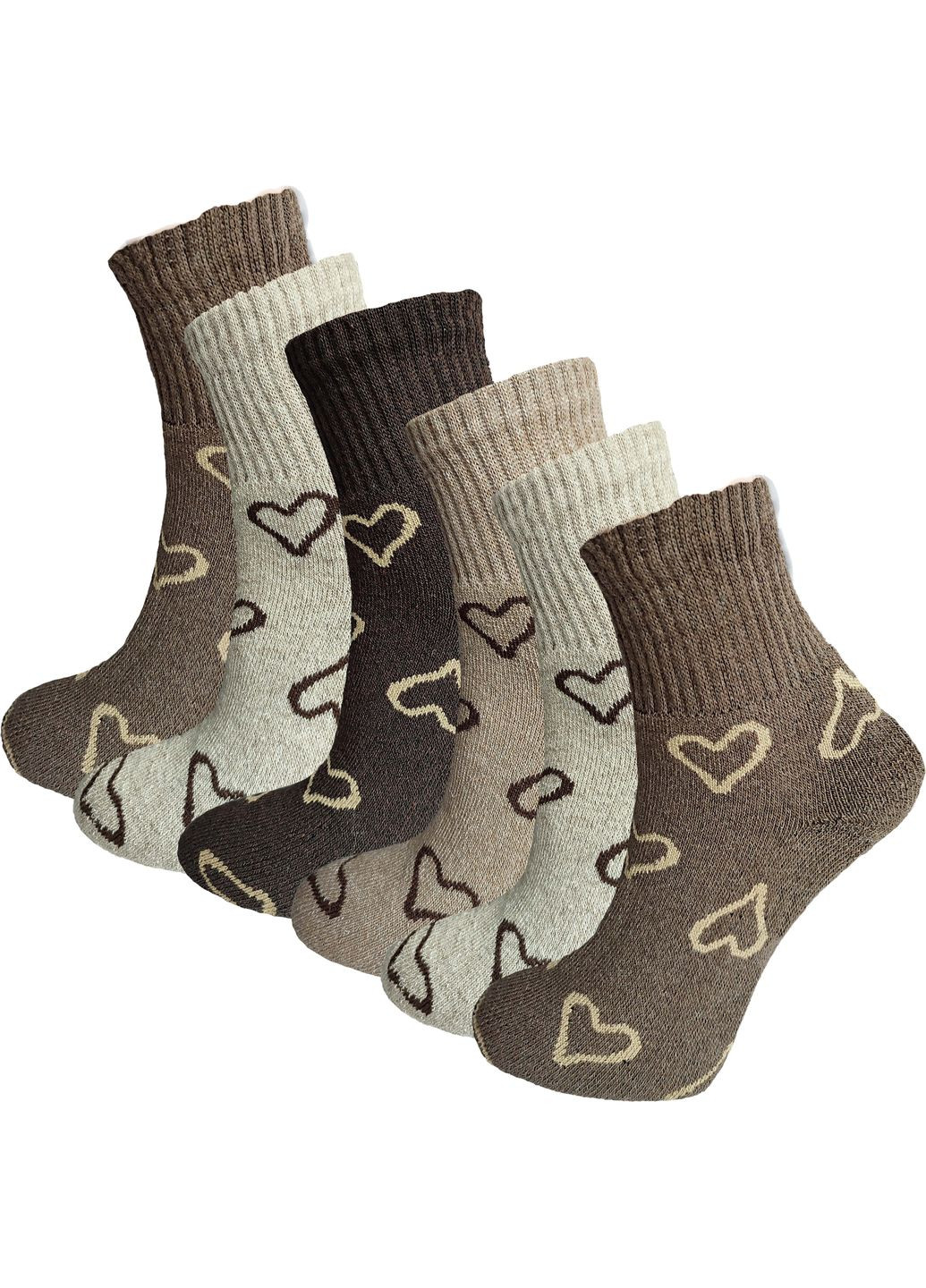 Комбіновані шкарпетки жіночі махрові з широкою гумкою 6 пар житомир ws 330/6 р.36-40 XTeam сердечка (353497272)