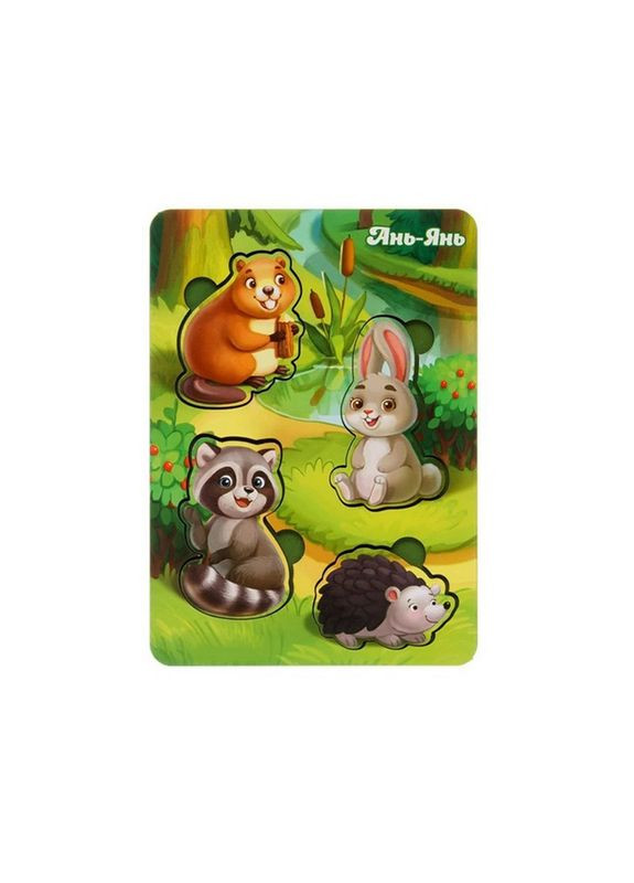 Дерев'яний пазл-вкладиш "Лісові тварини-1" (ПСФ057) PSF057 фон із підказкою Ubumblebees (302010174)