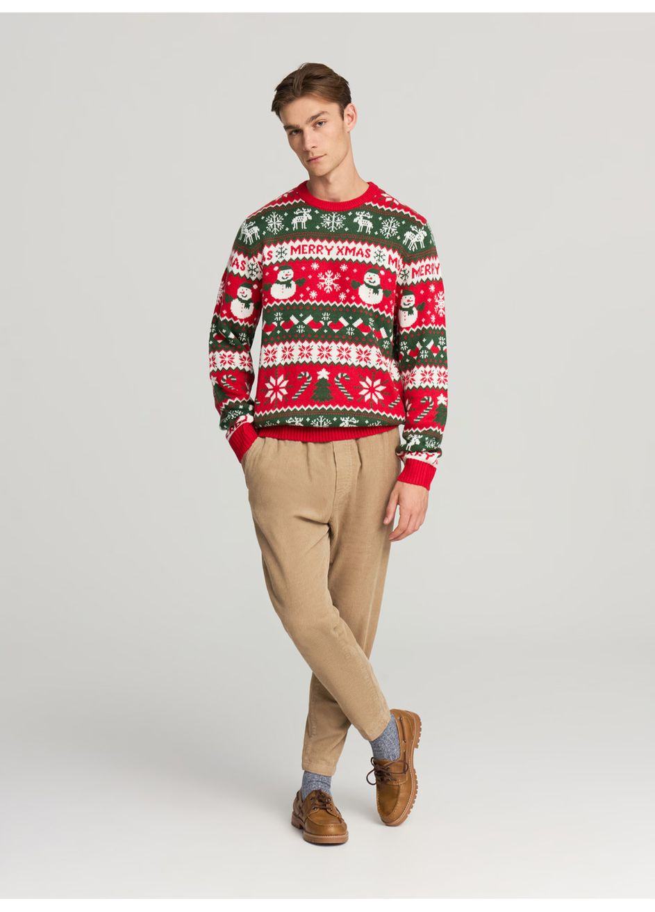 Червоний зимовий светр чол Terranova