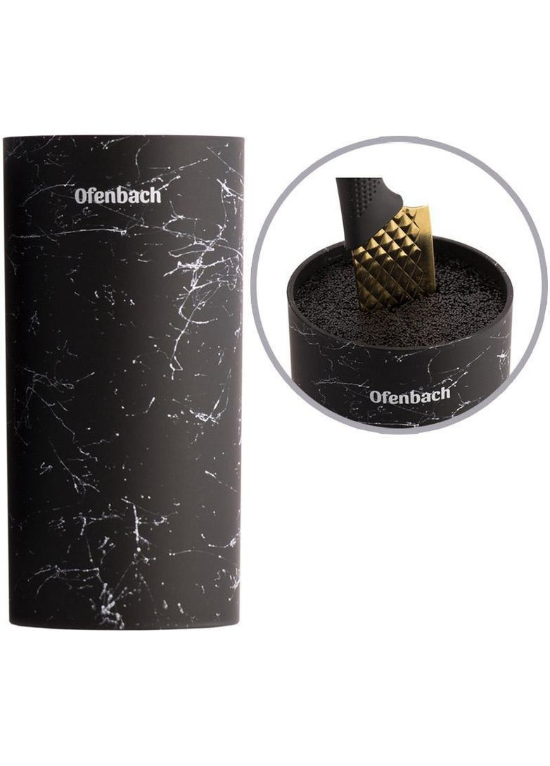 Подставка-бревно Black Marble для кухонных ножей и ножниц 11х11х22см, круглая Ofenbach (330020276)