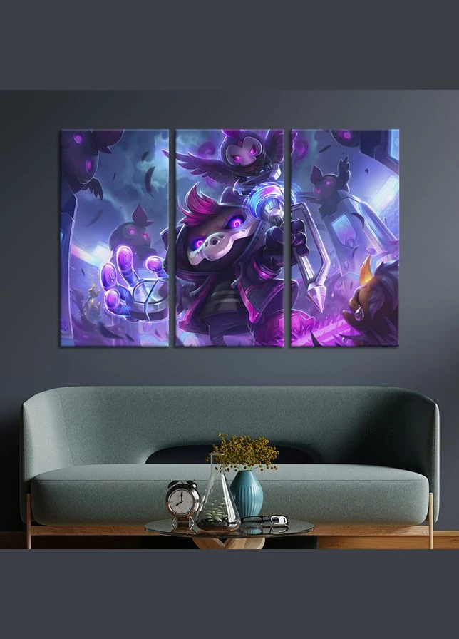 Модульная картина на холсте триптих Маленький злобный Вейгар, League of Legends 78x48 см (1524-31) KilArt (380023489)