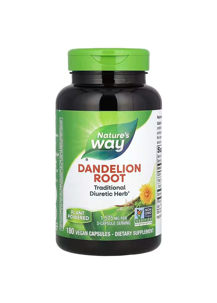 Корінь кульбаби, Dandelion,, 1575 мг, 180 веганських капсул (525 мг в 1 капсулі) Nature's Way (362371991)