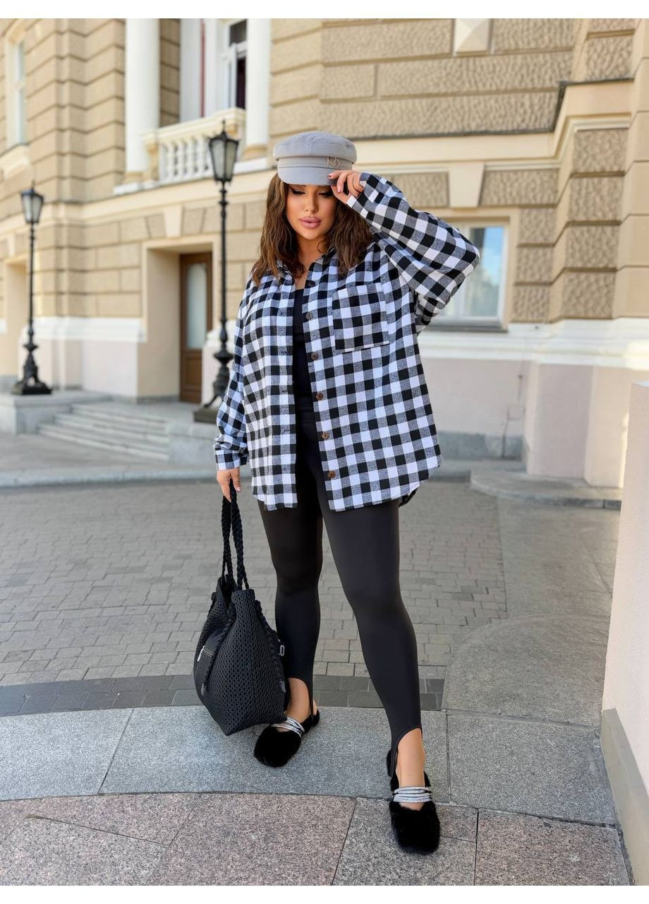 Черная повседневный рубашка в клетку KaraMix с длинным рукавом