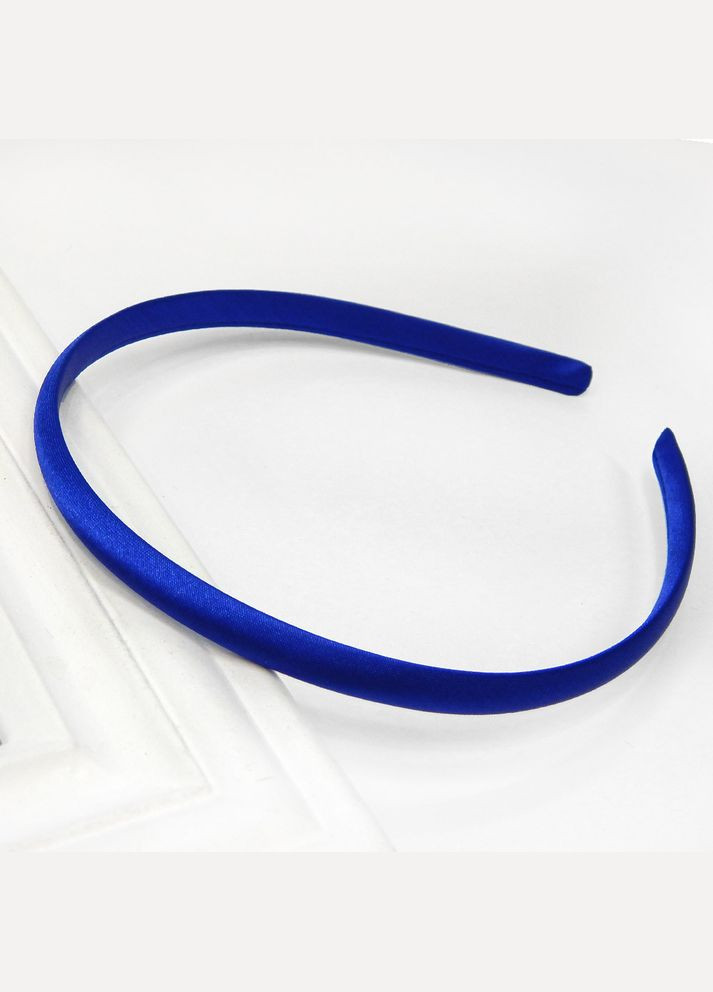 Обруч для волосся, в атласі, пластиковий, 1 см, синій No Brand (340485004)