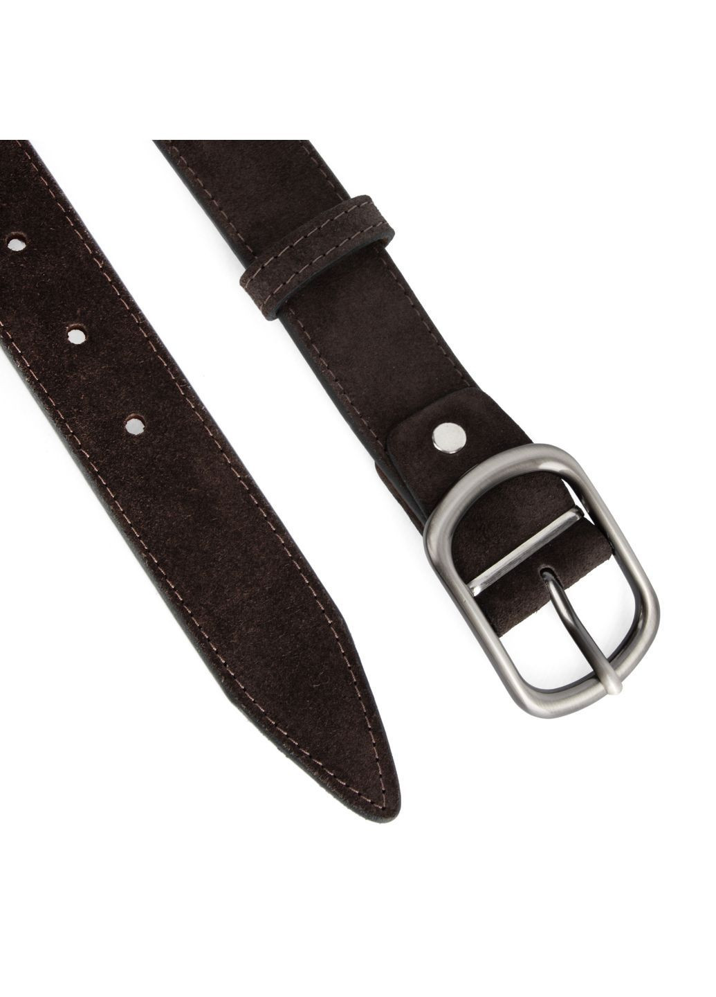 Ремінь жіночий замшевий SF-3529 темно-коричневий зі срібною пряжкою (125 см) SFIP (369143620)